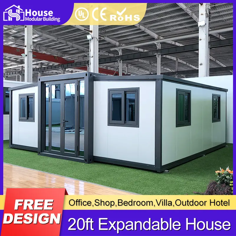 Custom 20ft white expandable container house with 2-bedroom-1-living-room layout Companies, Distributor