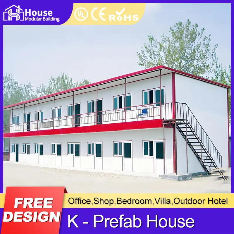 Wholesale A double-level T-configuration temporary housing unit with red steel panels Company, Distributor