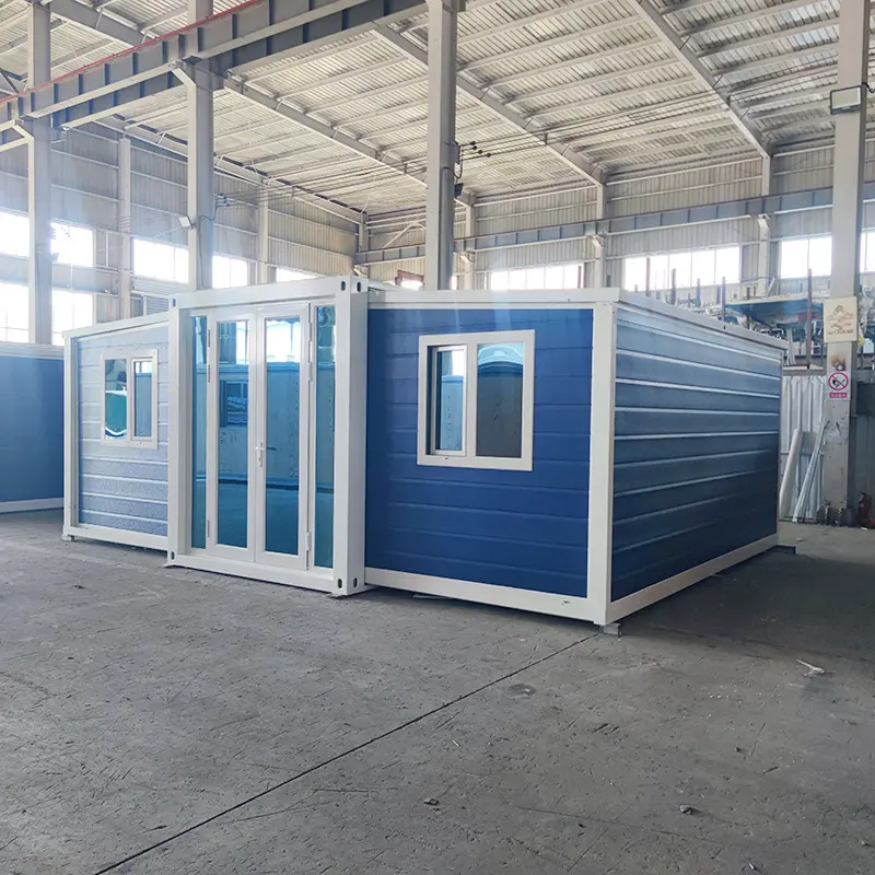 Wholesale 20ft blue expandable container house with 2-bedroom-1-living-room layout Factory, Company