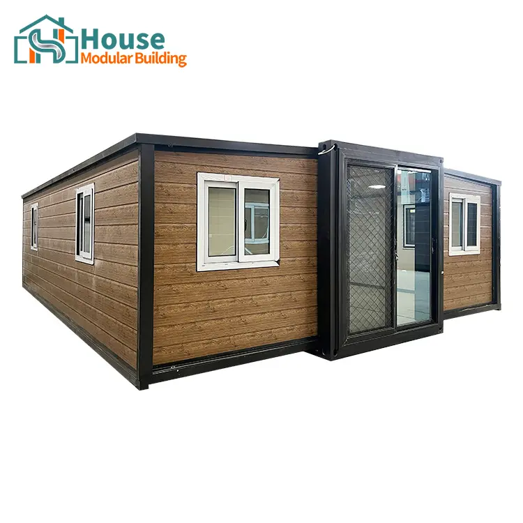 OEM 30ft Expandable Container House - Woodgrain Finish, Single/Double Door Options with Security Mesh Manufacturer, Companies
