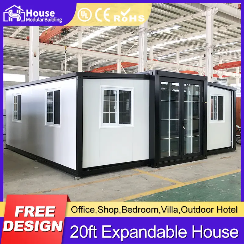 Wholesale 20ft blue expandable container house with 2-bedroom-1-living-room layout Factory, Company