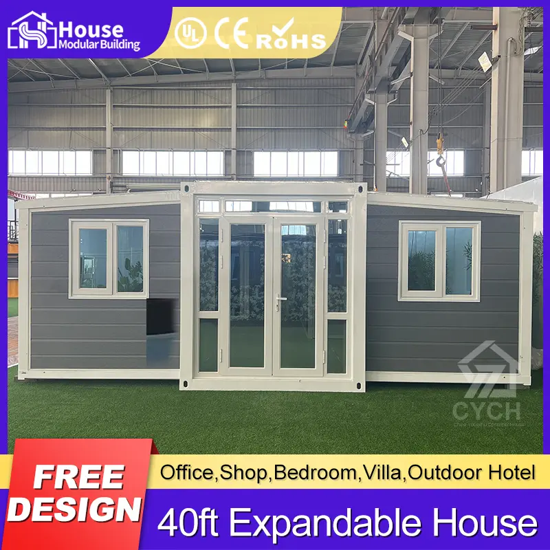OEM 40ft light gray expandable container house with 3-bedroom-1-living-room layout Manufacturers, Supplier