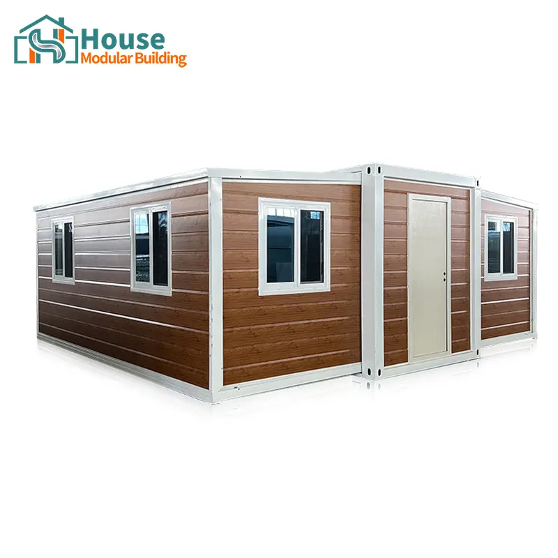 Custom 20ft Woodgrain Expandable Container House with Single Door & Dual-Side Expansion Manufacturers, Distributor