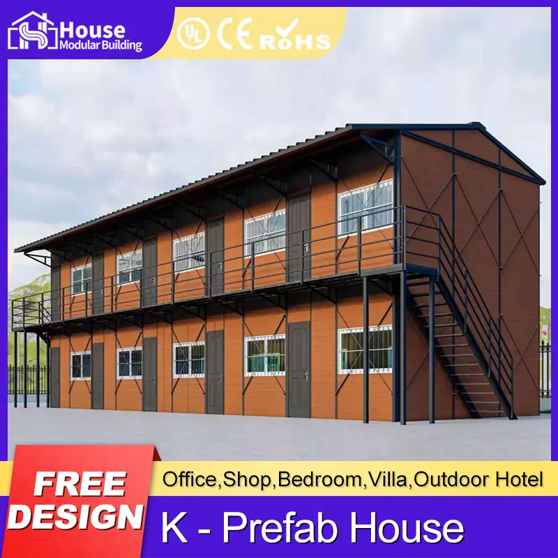 Custom two-story woodgrain luxury prefabricated residence