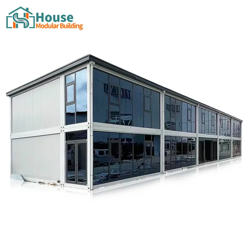 OEM Two-Story Office Container Building with Glass Curtain Wall Company, Distributor