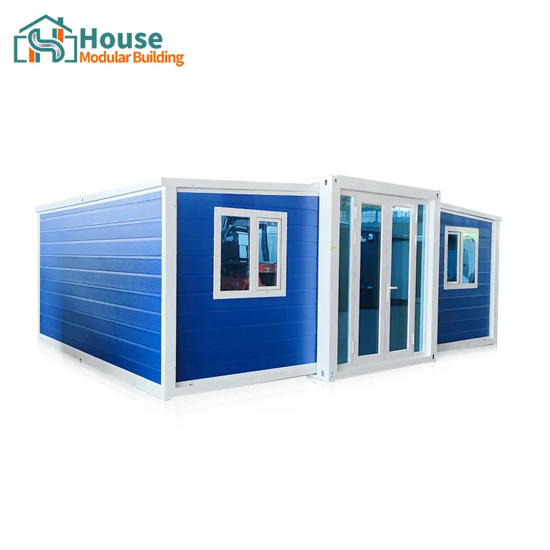 Wholesale 20ft blue expandable container house with 2-bedroom-1-living-room layout Factory, Company