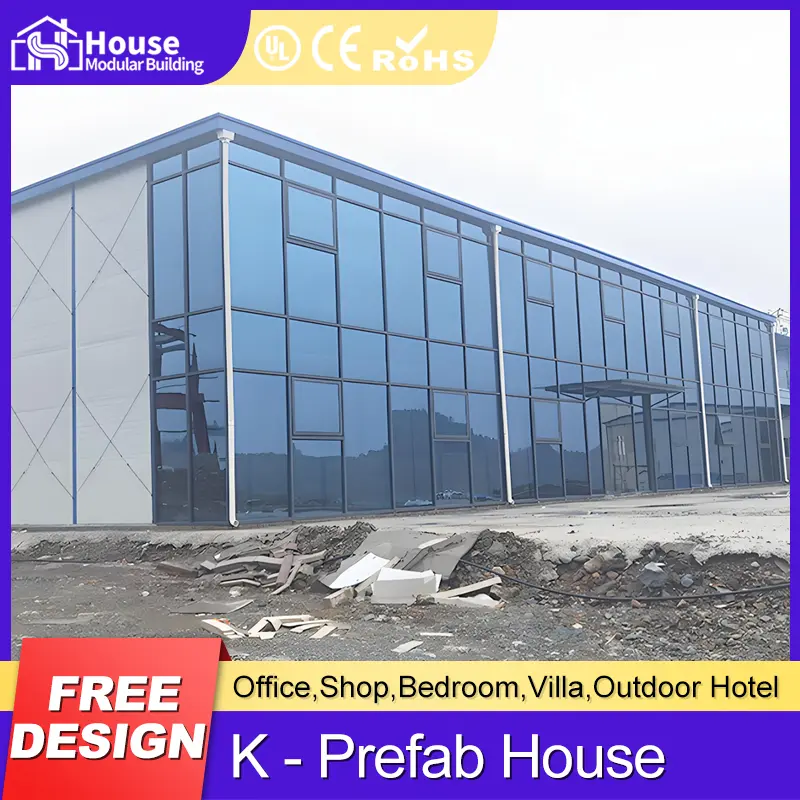 Wholesale Two-story luxury office prefab house with glass curtain walls Manufacturers, Factory
