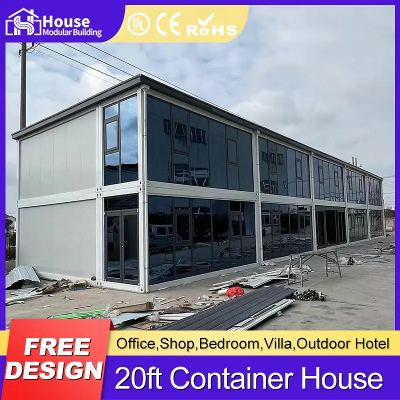 OEM Two-Story Office Container Building with Glass Curtain Wall Company, Distributor