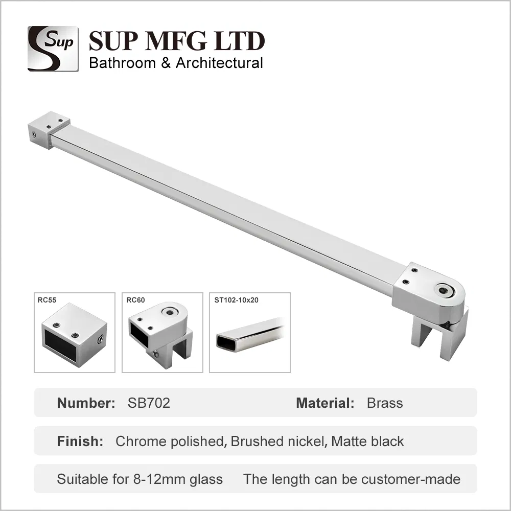 10X20mm Glass Door Pull Rods Bathroom Brass Hardware Support Bar