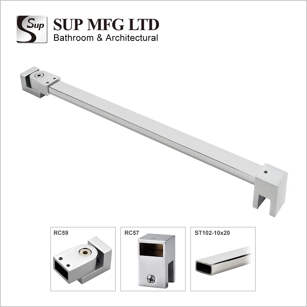 10X20mm Frameless Glass Door Fixing Bracket Hardware Brass Rectangular Support Bar