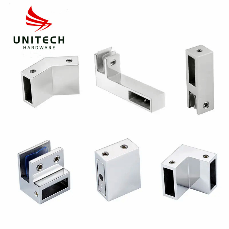 Frameless Sliding Bathroom Stainless Steel Shower Glass Sliding Door Pipe Connector