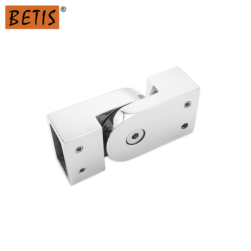 OEM 304 Stainless Steel Frameless Tempered Glass Door Hardware Square Tube Connector Shower Support Bar Holder Bathroom Hardware