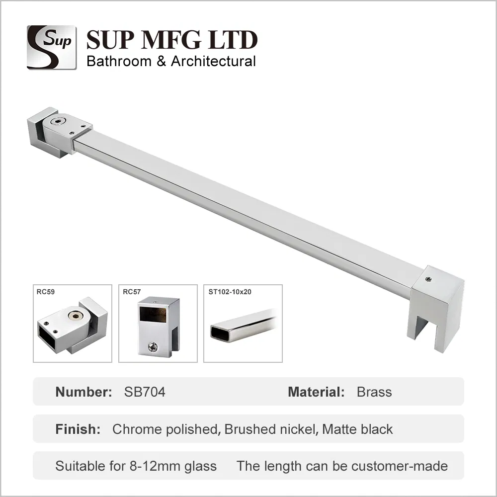 10X20mm Frameless Glass Door Fixing Bracket Hardware Brass Rectangular Support Bar
