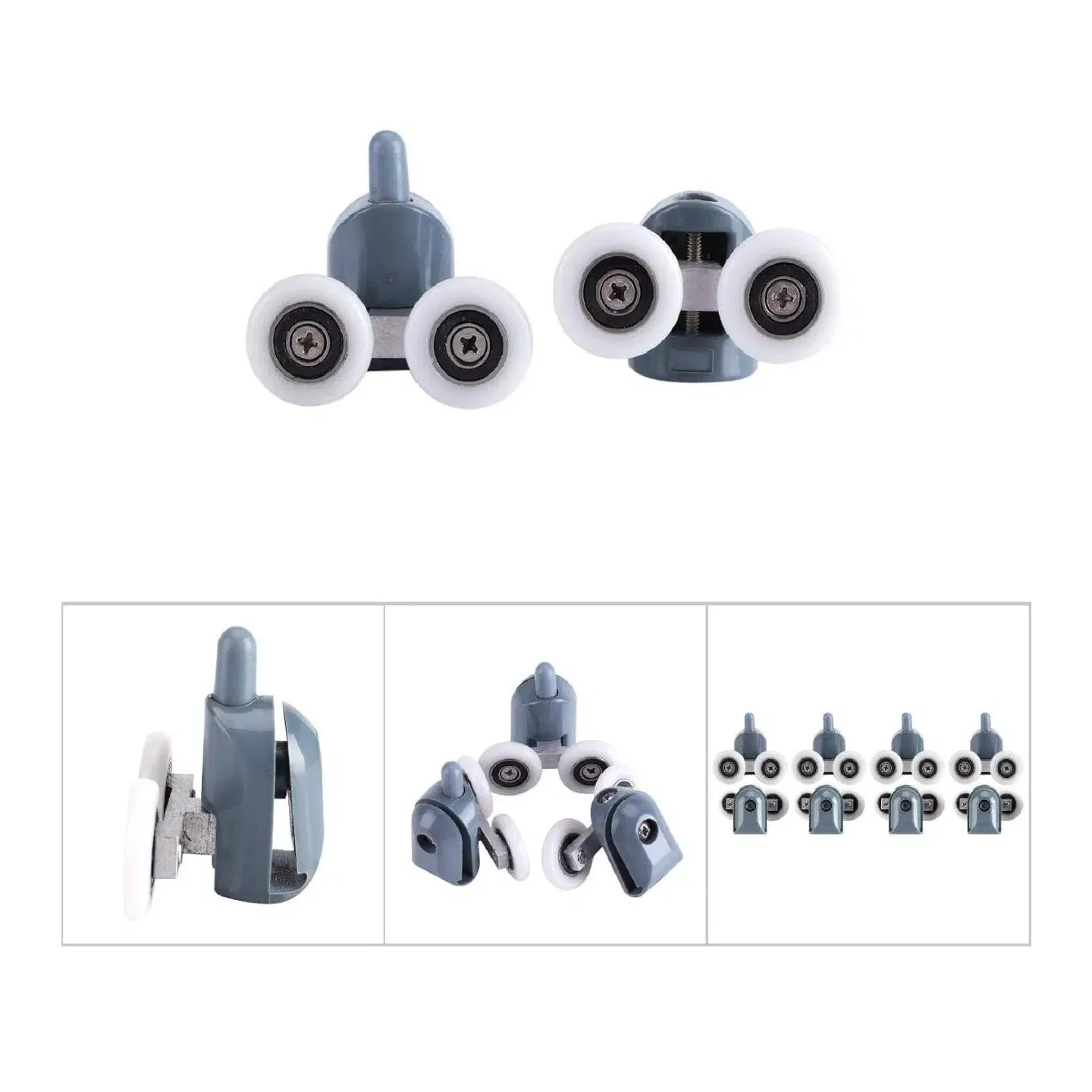 Adjustable Double Wheel Sliding Bathroom Door Roller - Brass Shower Pulley