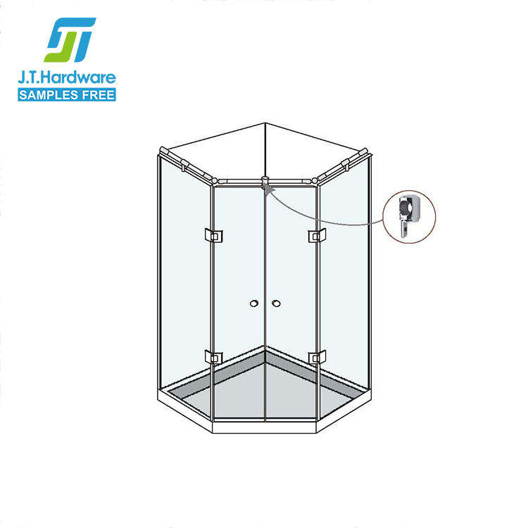 Brass Shower Room 19mm Pipe Tube to Glass Door Stopper Support Bar Fittings Knighthead Accessories Connector