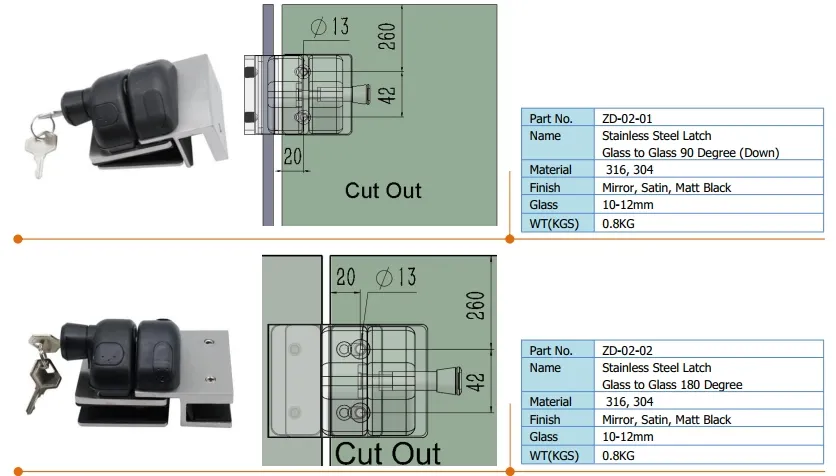 Glass Door Latch View 1