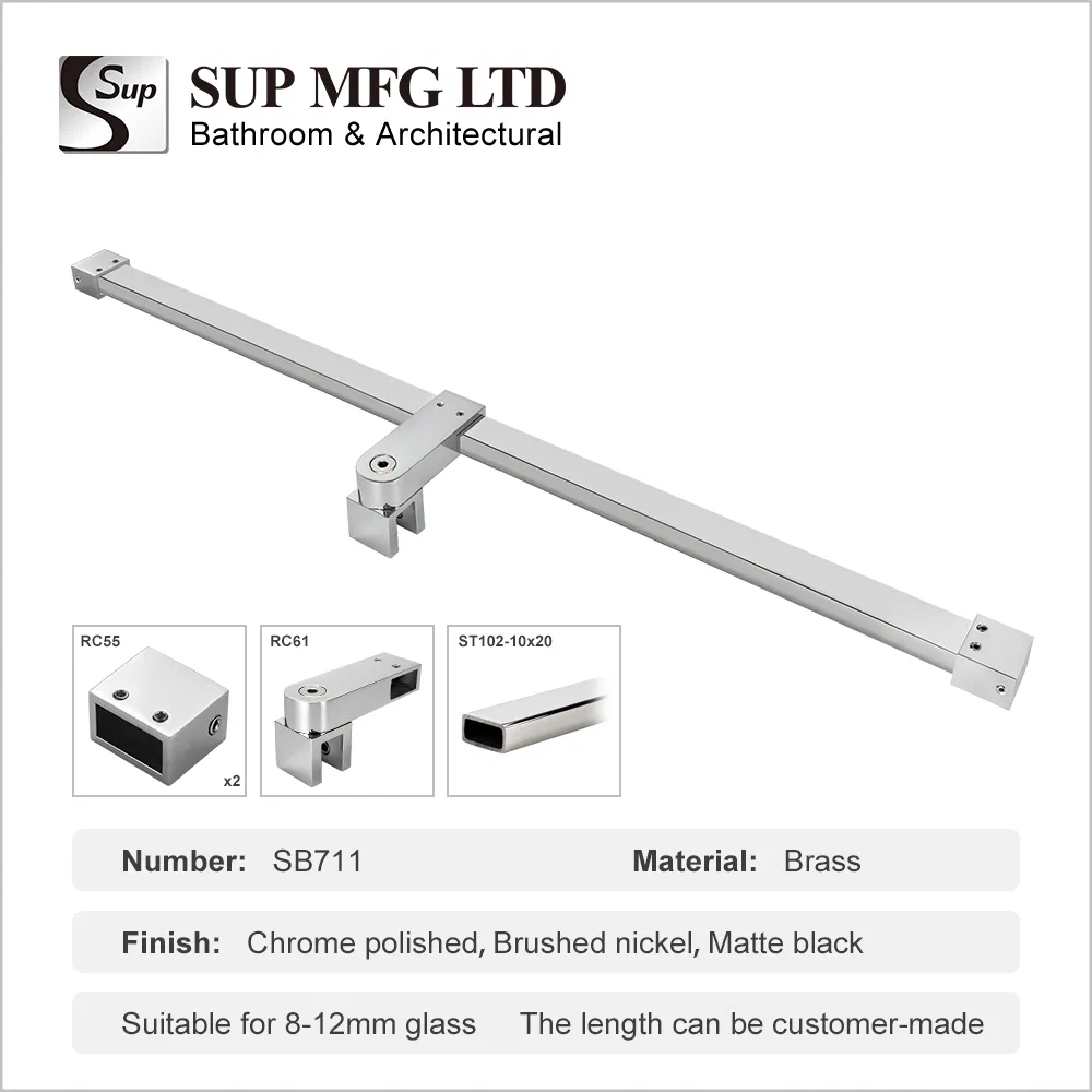 10X20mm T-Shaped Brass Bathroom Hardware Glass Door Fixing Bracket Rectangular Support Bar