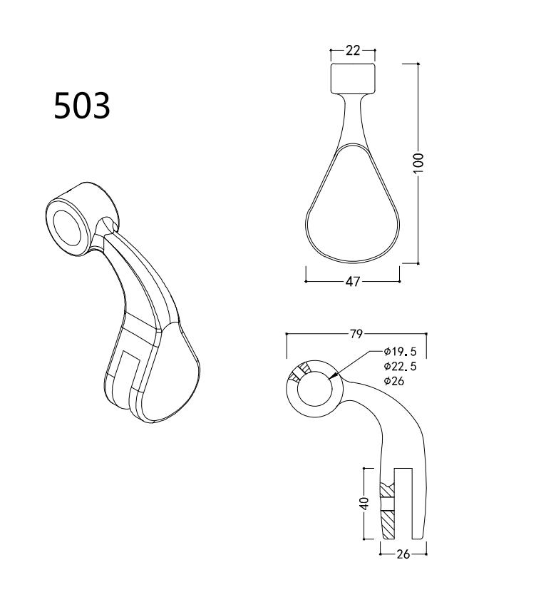 Solid Brass Wall to Glass Support Bar for 8-12mm Thick Tempered Glass Door Connector