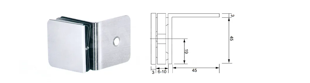 Square Chrome Polished Satin Frameless Glass Clamp