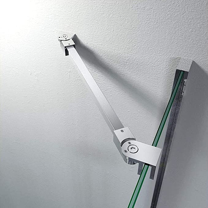 400mm Chrome Stainless Steel Frameless Shower Door Fixed Panel Wall-to-Glass Support Bar for 1/4" to 3/8" Thick Glass