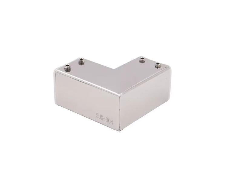 Frameless Sliding Tempered Glass Door Hinges 90 Degree Pipe Sleeve Glass Corner Connector