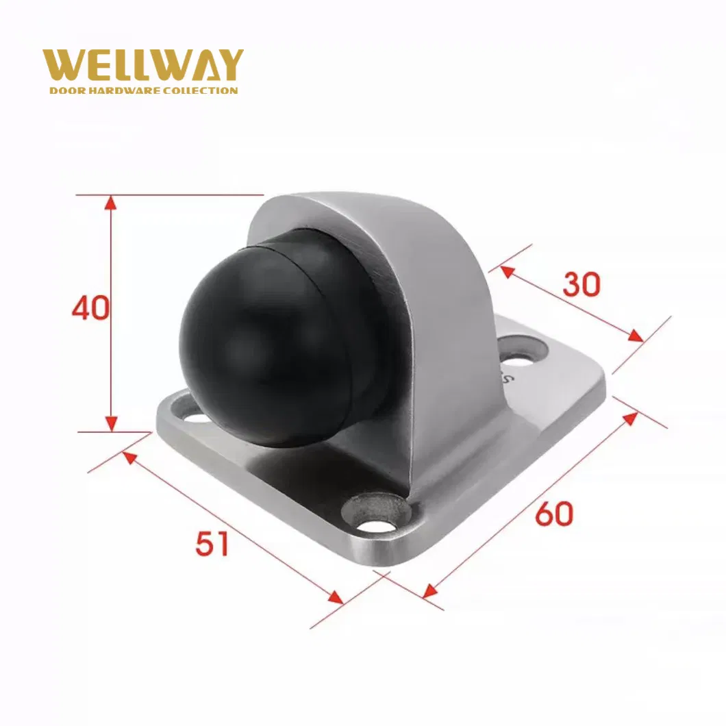 Matte Silver Zinc Alloy Glass Door Stopper with Silicone Bumper for Impact Protection China Hardware - Ds-02-027