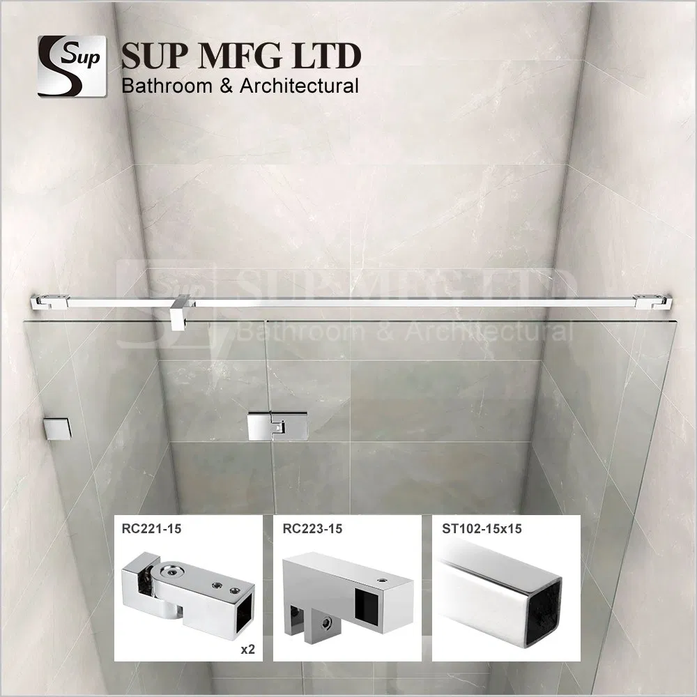 15X15mm Frameless Glass Door Fixing Bracket Brass T-Shaped Connector Support Bar