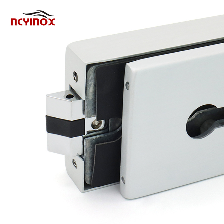 Glass Door Lock Aluminum Polished Stainless Glass Mounted Passage Latch with Lock for Office &amp; Commercial