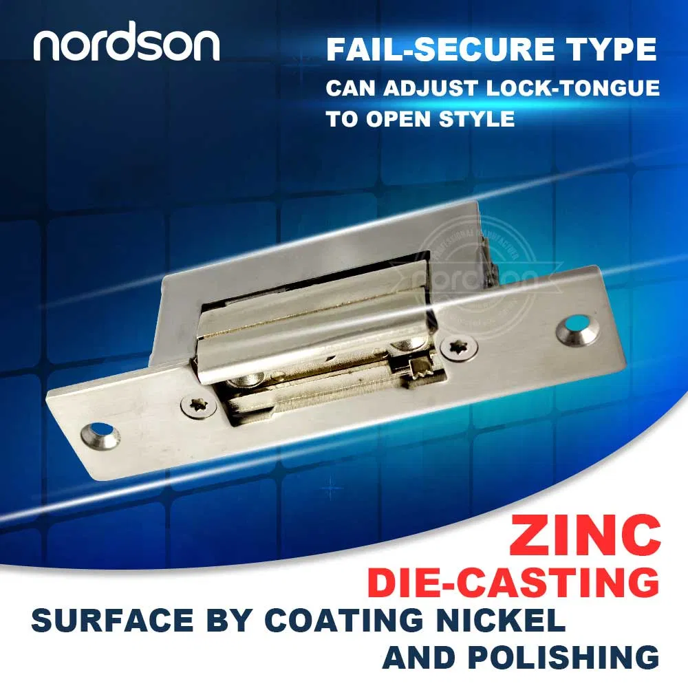 Adjustable Lock-Tongue Security European Standard Glass Door Electric Strike Plate Lock with Signal