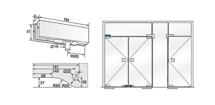 Stainless Steel Casting Clamp Bottom Patch Fitting Set Glass Door Fitting