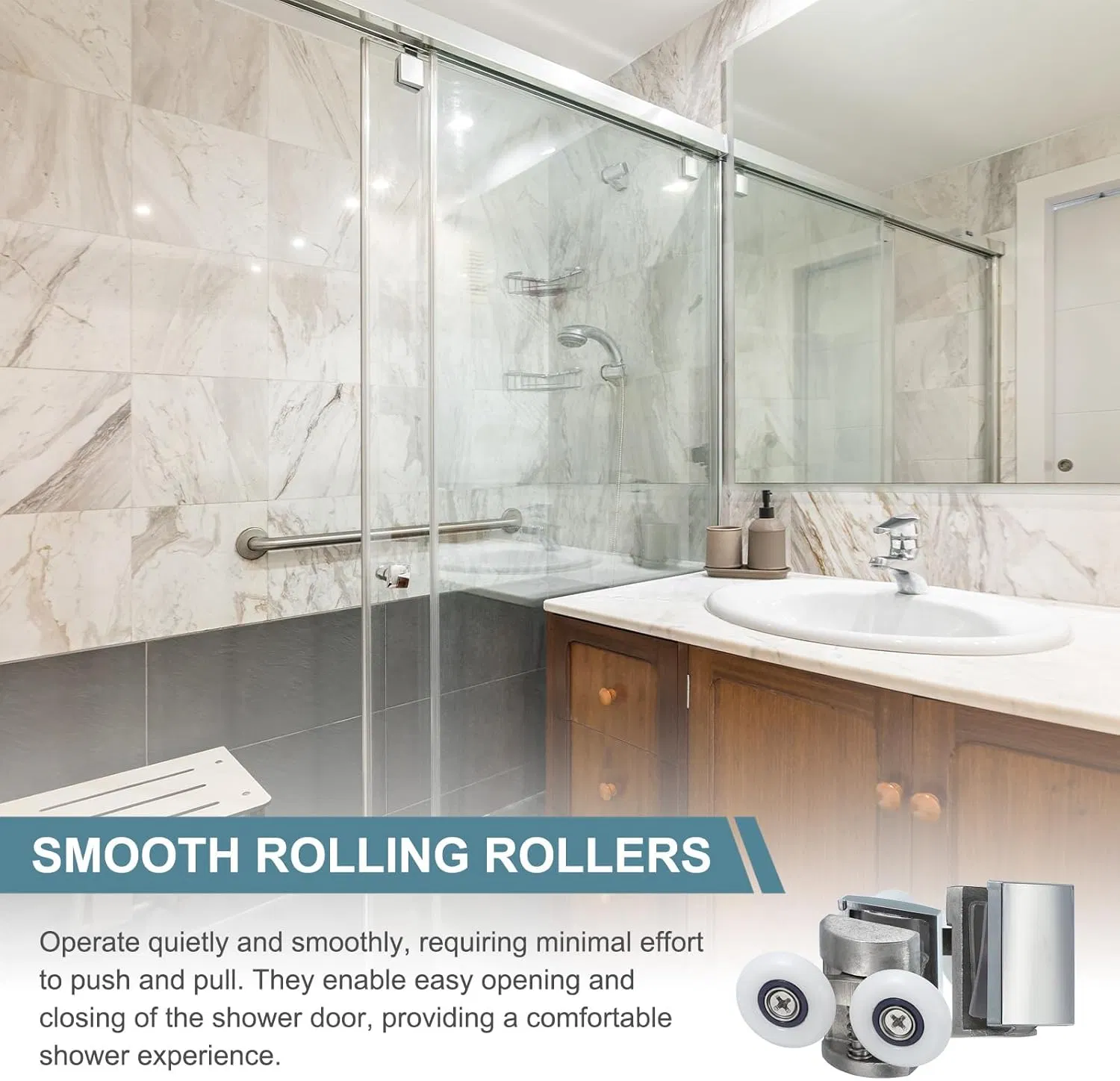 304 Stainless Steel Bottom Wheels 25mm Shower Door Rollers
