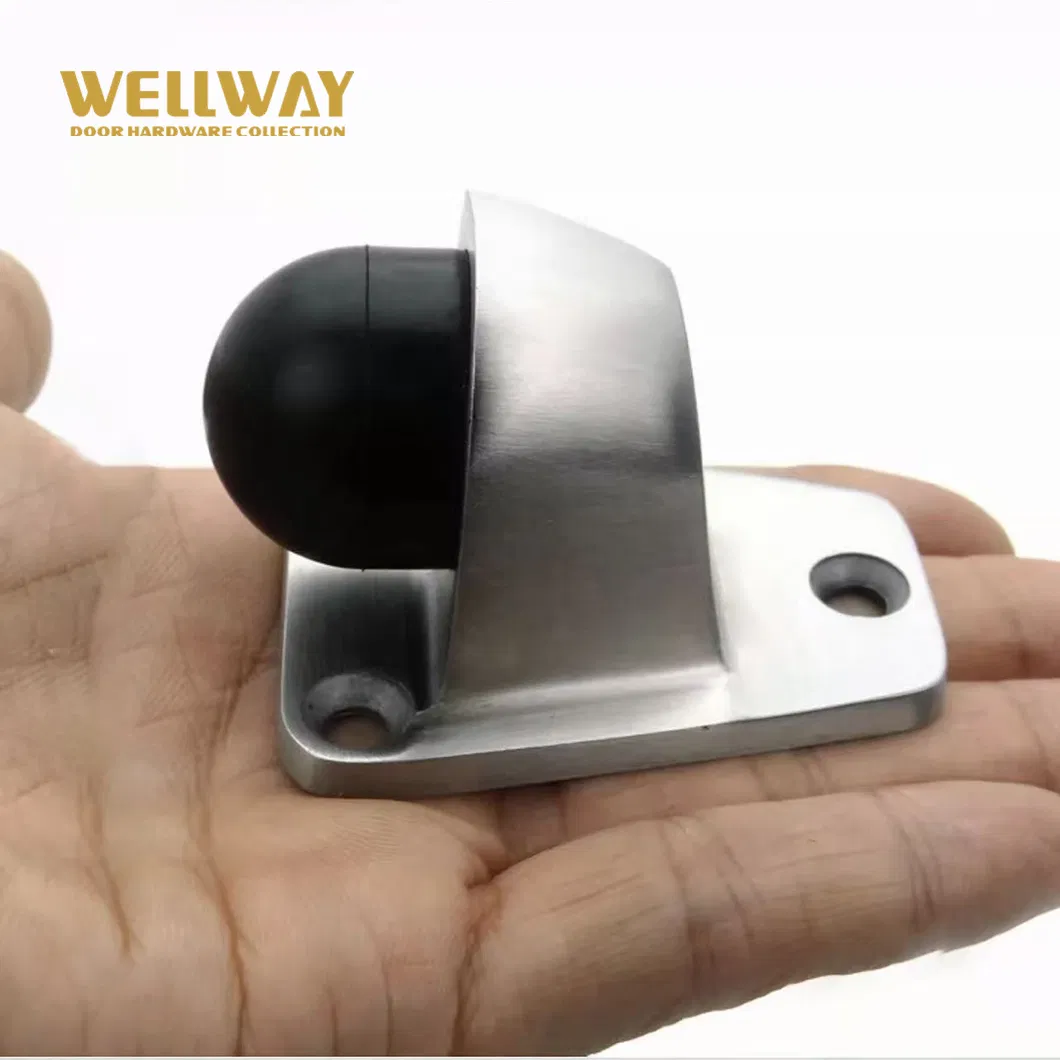 Floor-Mounted Zinc Alloy Glass Door Stopper with Soft Silicone Bumper for Damage Prevention China Factory - Ds-02-027