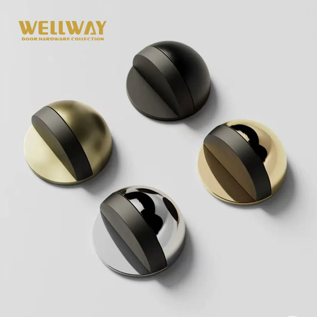 PVD Gold Zinc Alloy Door Stopper with Black Silicone Bumper for Wood &amp; Glass Doors China Hardware - Ds-02-028