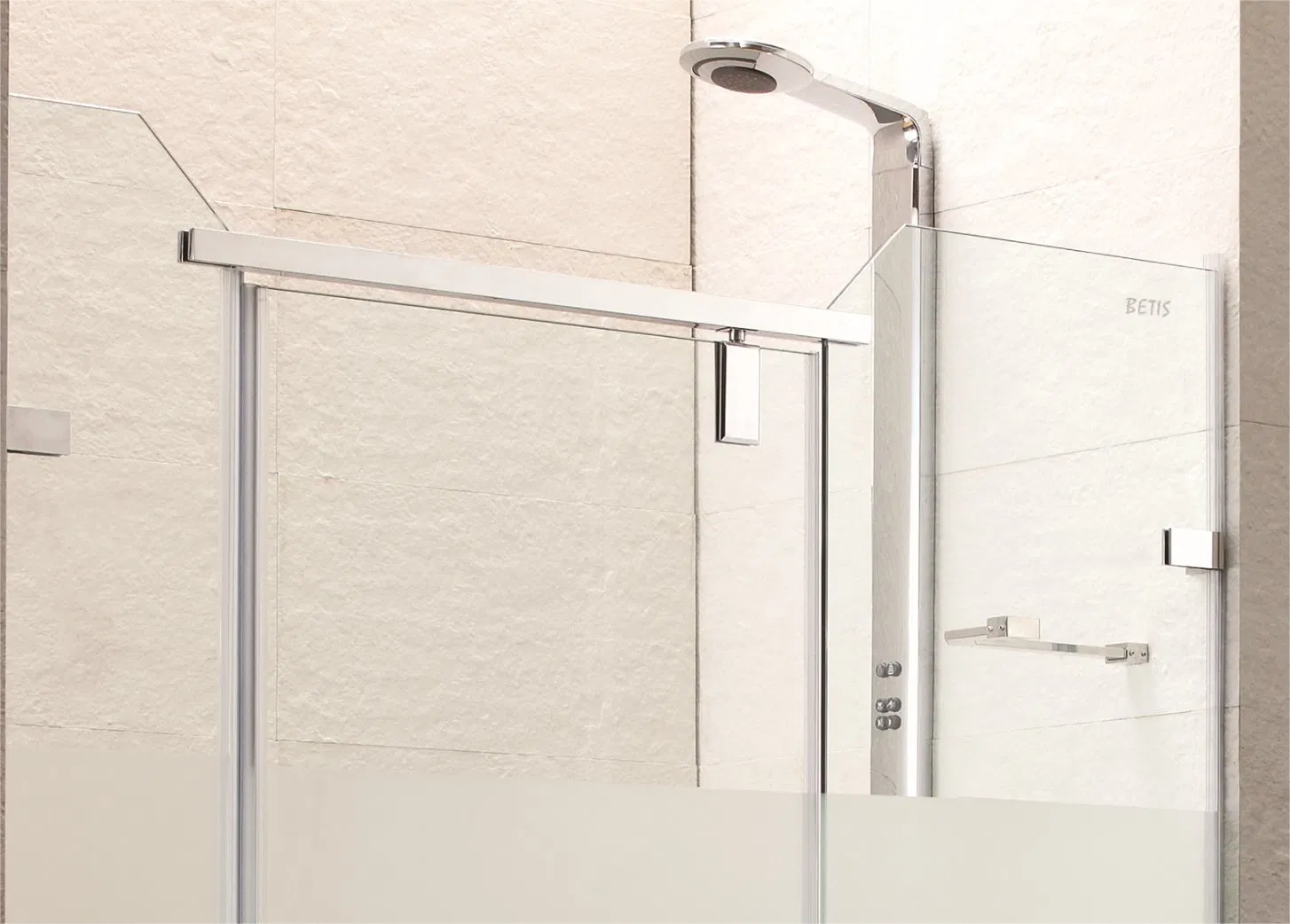 OEM ASTM-Standard Frameless Tempered Glass Door Hardware 304-Stainless-Steel Shower Enclosure Glass-to-Glass Support Bar Header