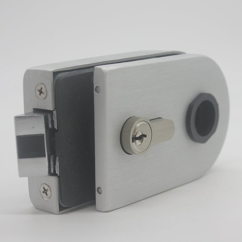 Frameless Aluminium Sliding Glass Door Lock for Glass Security with Leverv Handle Offset Lock with Cylinder Door Lock Manufacturer