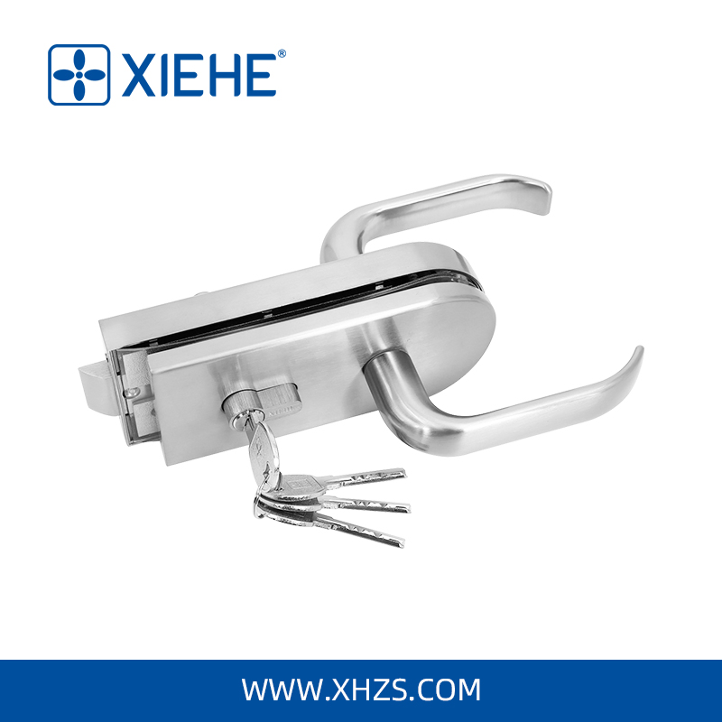 Xh-8115 Zinc Alloy Frameless Glass Lock with Fixed Handle for Glass Door