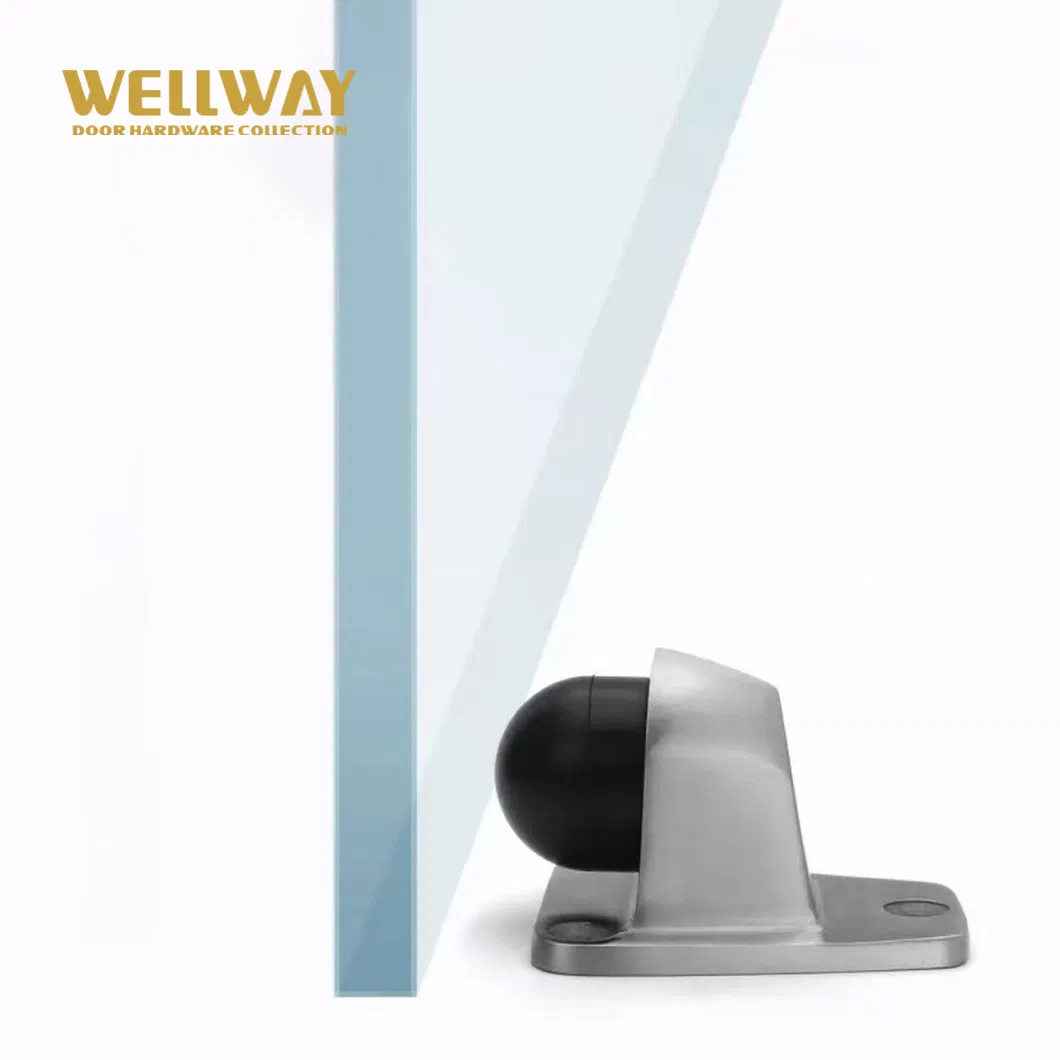Matte Silver Zinc Alloy Glass Door Stopper with Silicone Bumper for Impact Protection China Hardware - Ds-02-027