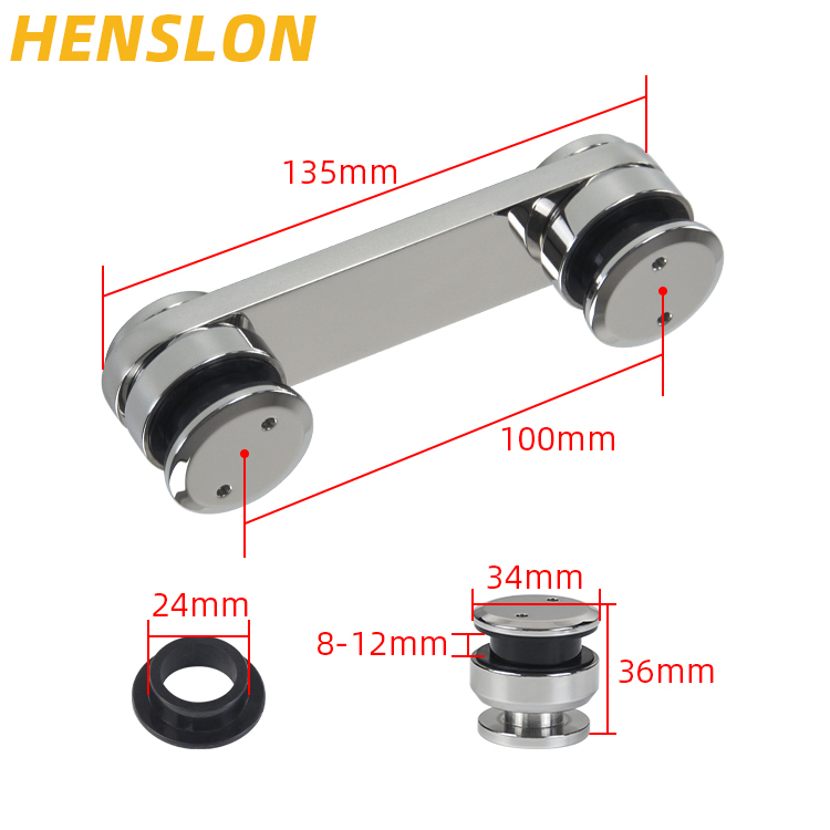 8-12mm CNC Fixed Point Clip Holder Stainless Steel Glass Swing Door Top Bottom Pivot Pole