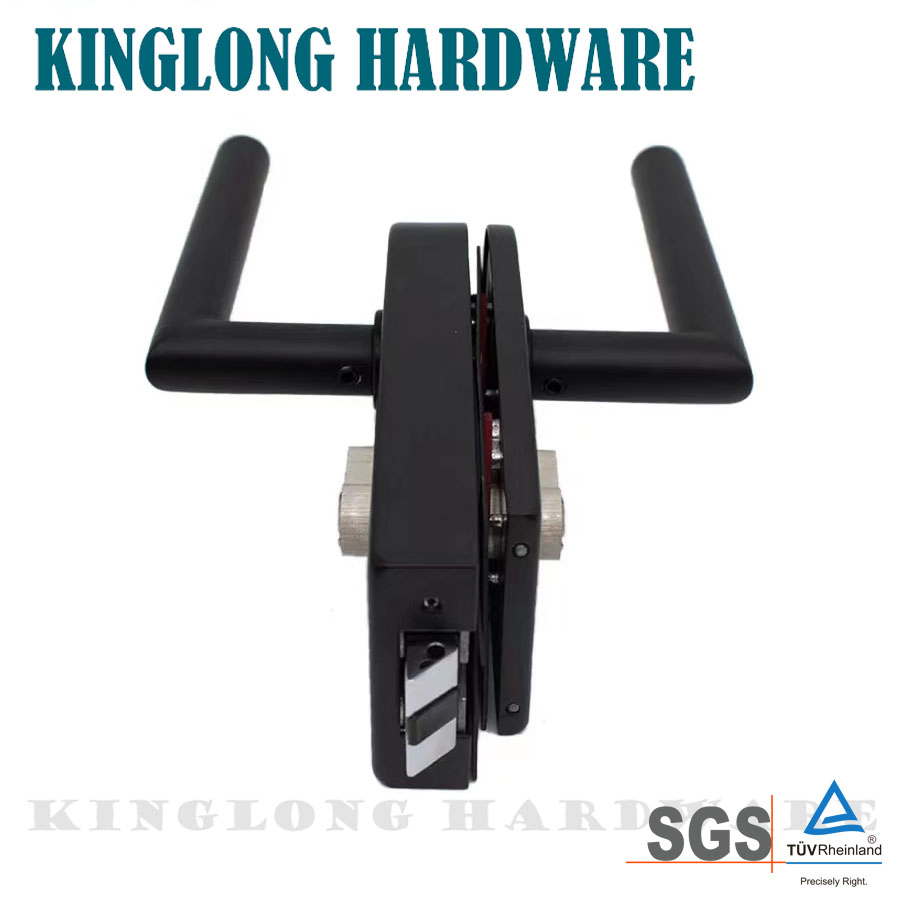 Matte Black Round Shape Glass Door Lock with Handle