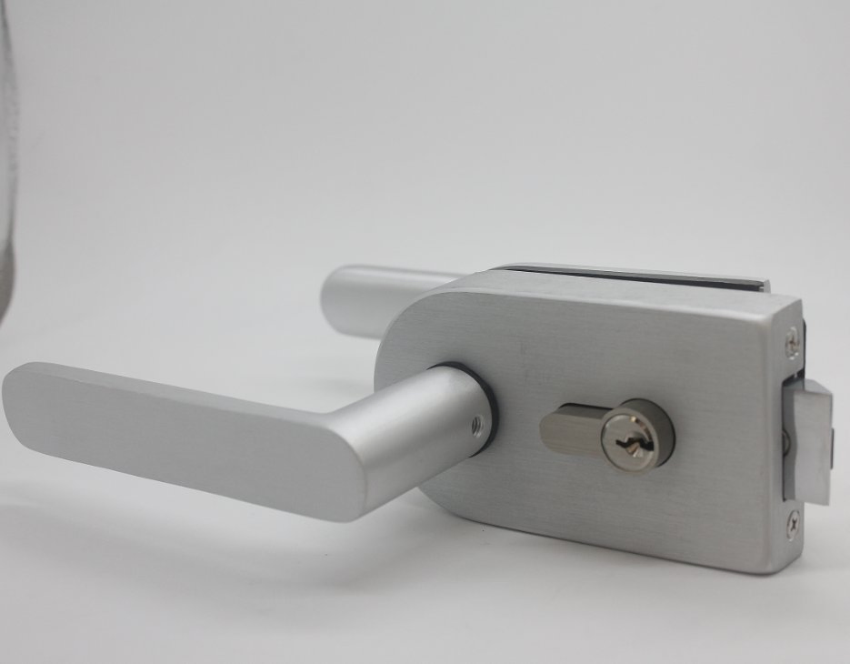 Frameless Aluminium Sliding Glass Door Lock for Glass Security with Leverv Handle Offset Lock with Cylinder Door Lock Manufacturer