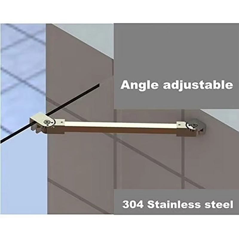 800mm Chrome Stainless Steel Frameless Shower Door Fixed Panel Wall-to-Glass Support Bar for 1/4" to 3/8" Thick Glass