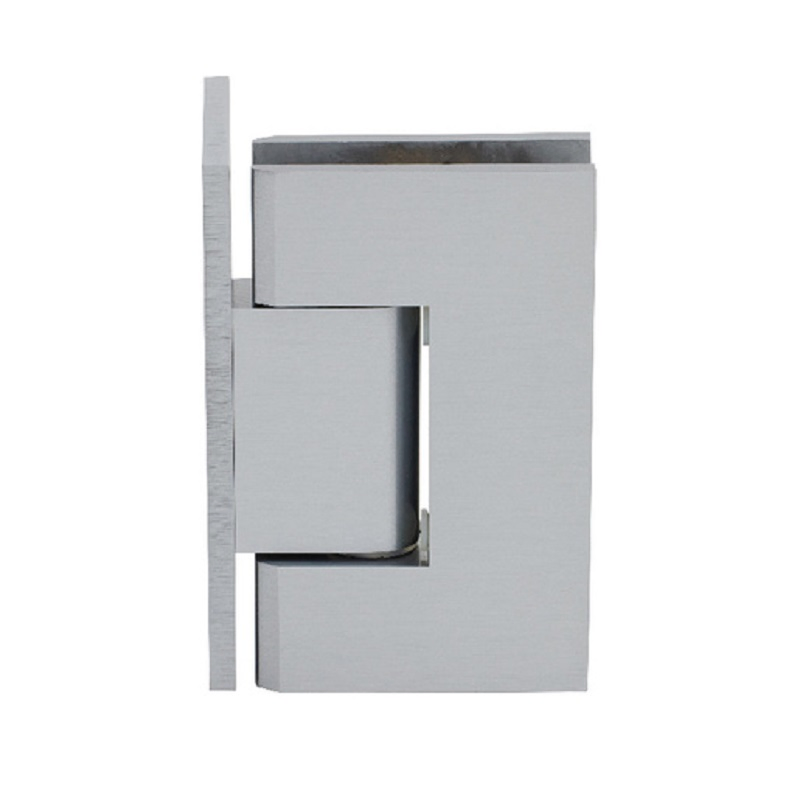 Modern Wall-Mounted Brass Door Hinge Brushed Satin Chrome Continuous Screen System Shower Door Pivot for 90 Degree Glass Bathroom Use