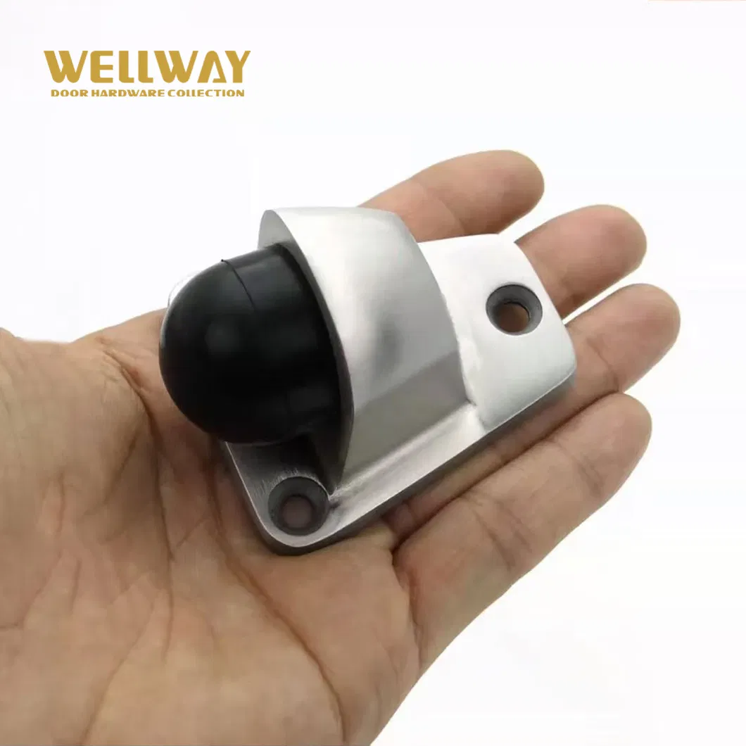 Durable Zinc Alloy Glass Door Stopper with Black Silicone Impact Buffer for Glass Doors Wenzhou Factory -Ds-02-027