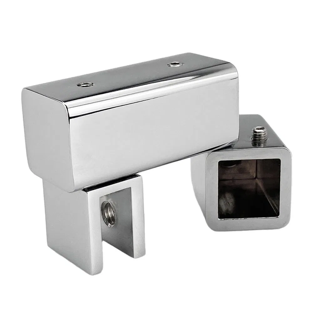 Bathroom Frameless Glass Door Fixing Bracket 0-45 Degree Brass Connector Square Support Bar