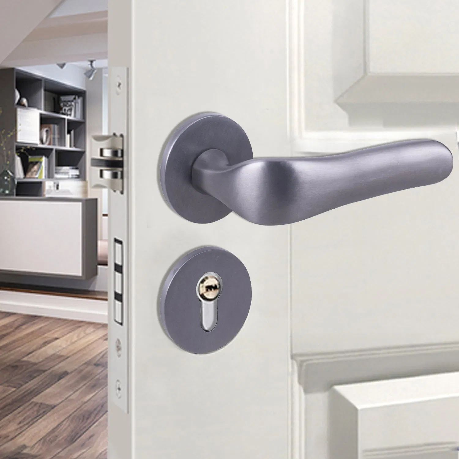 Door Hardware White Lock Hardware High Quality Zinc Alloy Door Handle Glass Door Lock