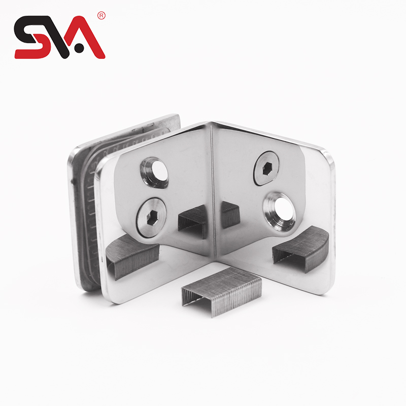 Square Chrome Polished Satin Frameless Glass Clamp Connector for 8-10mm Glass
