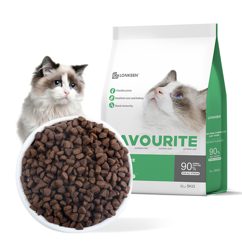 Natural-Flavored Hypoallergenic Dry Cat Food with Varied Textures