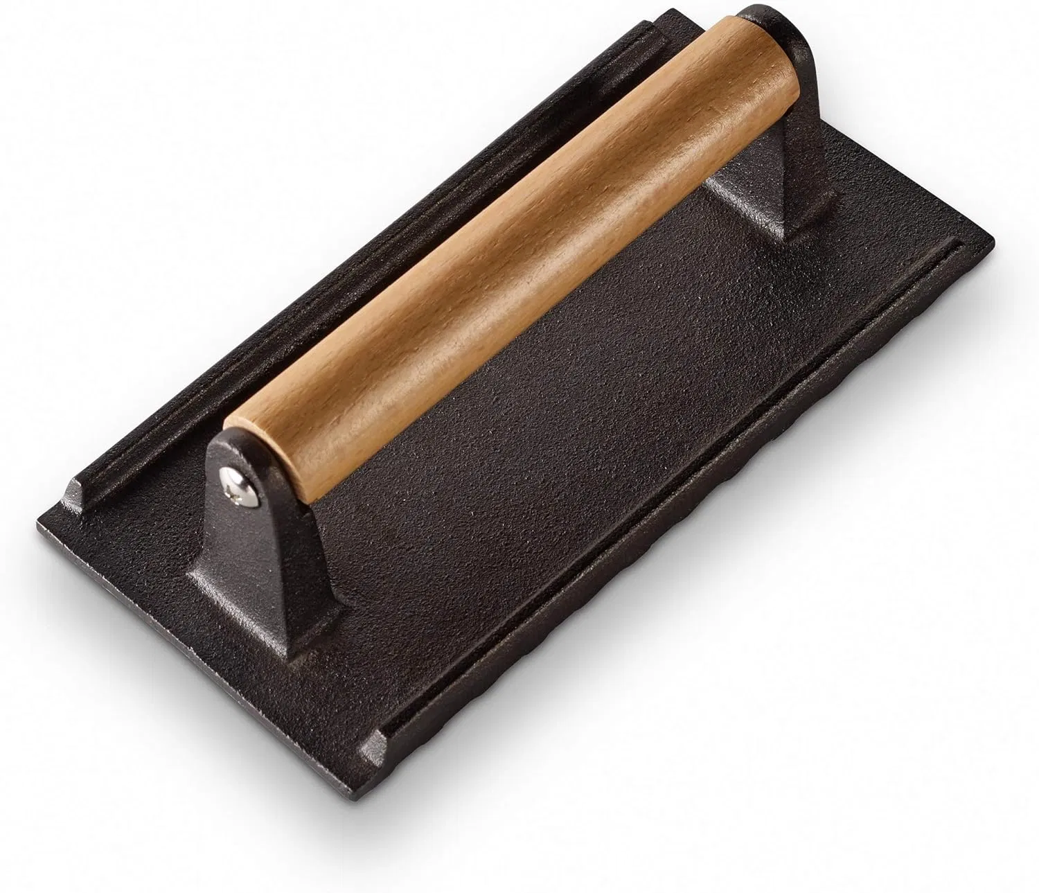 Wholesale OEM ODM Cast Iron Meat Press Barbecue Toppers with Beech Wood Handle for Even Frying