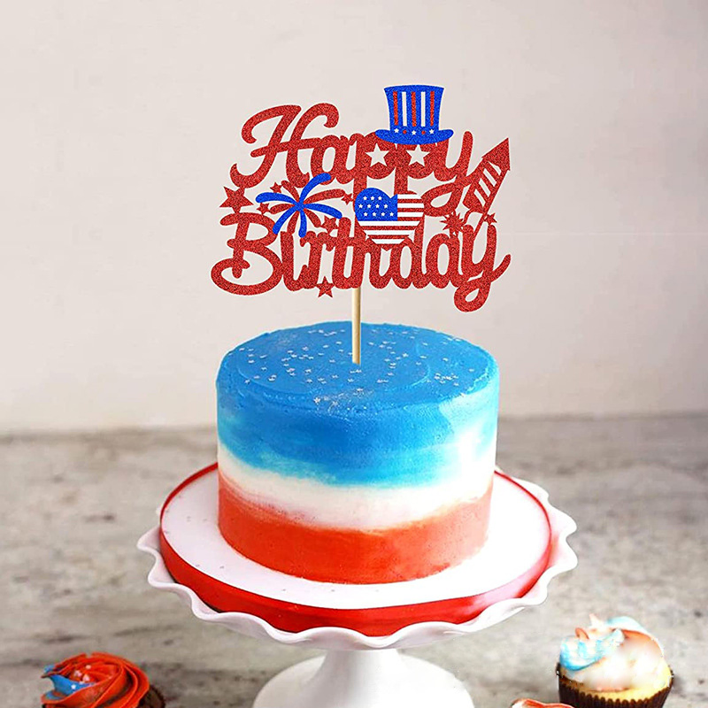 American Independence Day Cake Decoration Patriotic Birthday Party Theme Cake Topper