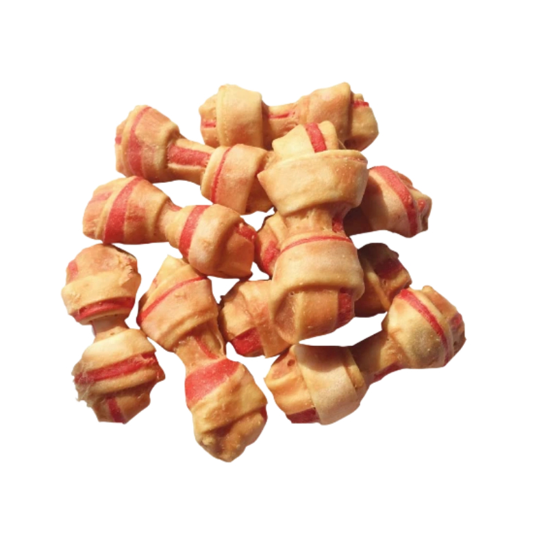 Dog Dental Chews Duck Wraps 5" Expanded Rawhide Knotted Bone